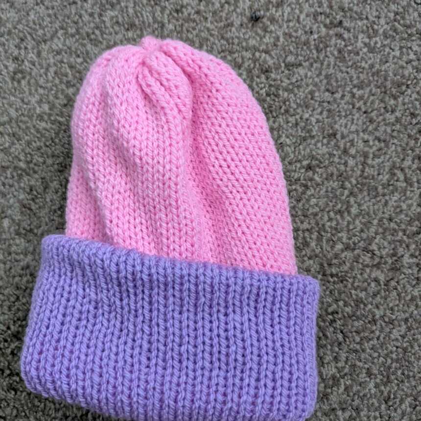 Pink & Lilac handmade beanie